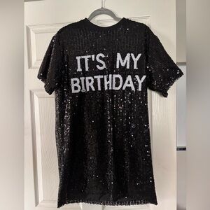 Black Sequined Shirt Dress